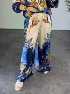 Exotic Jungle Print Zip-Up Long Sleeve Shirt