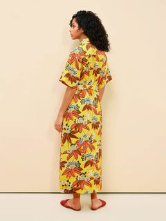 Unique Floral Print Midi Shirtdress
