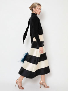 Elegant Striped Midi Skirt