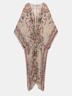 Bohemian Paisley Print Batwing Sleeve Maxi Dress