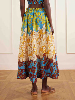 Bohemian Print Backless Top And Skirt Two-Piece Set