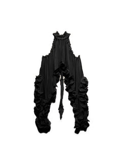 Exquisite Chiffon Ruffle Backless Asymmetric Top & Elastic Waist Relaxed Shorts Set