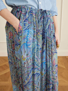 Exquisite Printed Crepe Wide-Leg Pants