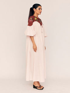 Retro Fruit Print Puff Sleeve Maxi Dress