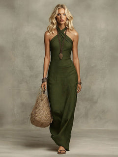 Minimalist Backless Resort Maxi Dress