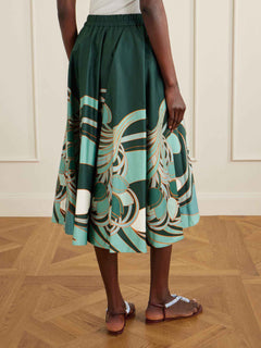 Unique Floral Print Midi Skirt