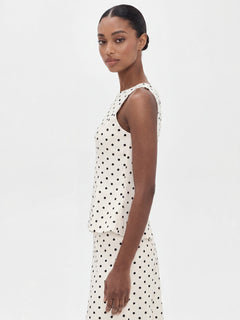 Elegant Polka Dot Sleeveless Top & Skirt Two-Piece Set