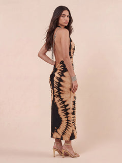 Sexy Tie-Dye Halter Neck Maxi Dress