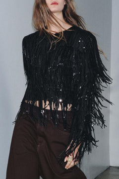 Fashion Sequined Tassel Elegant Midi Skirt