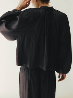 Elegant Satin Long Sleeve Top & Harem Pants Two-Piece Set