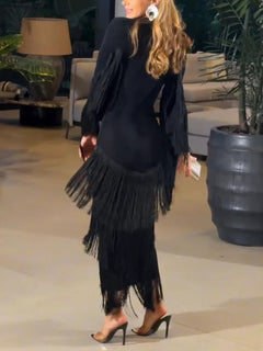 Stunning Tassel V-neck Maxi Dress