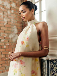 Exquisite Floral Print Sleeveless Maxi Dress