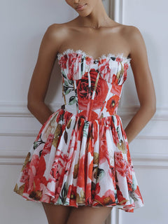 Delicate Printed Eyelash Lace Splice Bodycon Mini Dress