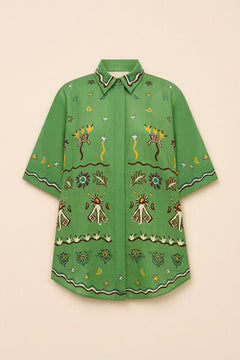 Unique Casual Sun Dancer Print Loose Button-Down Shirt