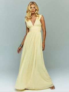 Elegant Chiffon Backless Ruched Maxi Dress