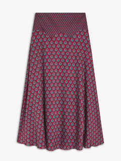 Retro Print Scarf Neck Top & Flowing Maxi Skirt Two-Piece Set