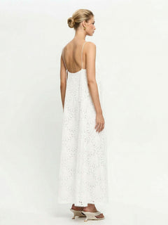 Exquisite Shell Cutout Embroidered Spaghetti Strap Maxi Dress