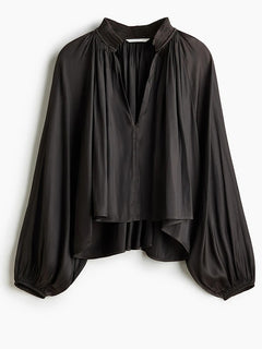 Elegant Satin Long Sleeve Top & Harem Pants Two-Piece Set