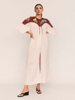 Retro Fruit Print Puff Sleeve Maxi Dress