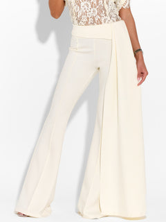 Elegant Lace High-Neck Top & Wide-Leg Pants Two-Piece Set