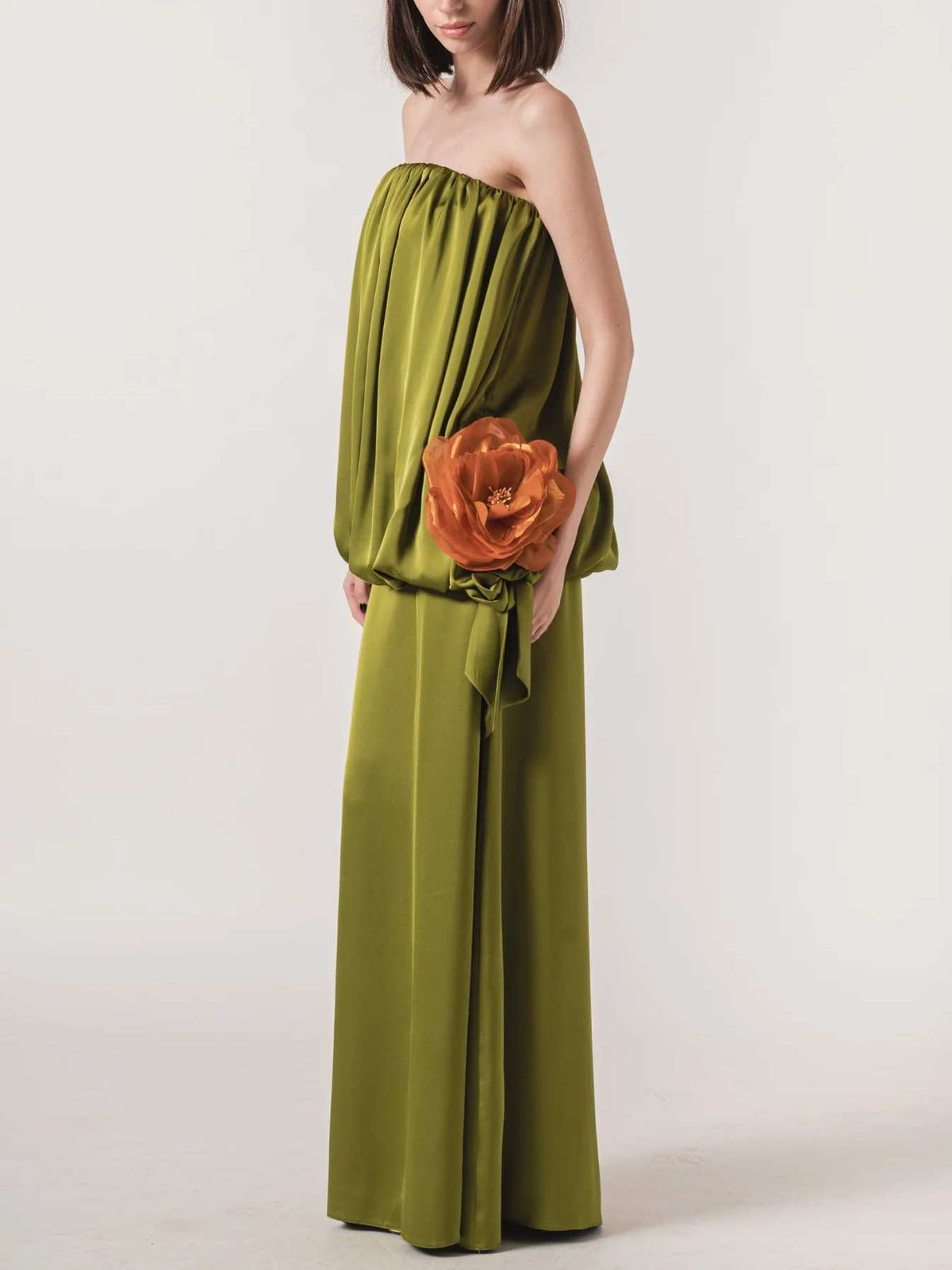 Elegant Strapless Draped Top & Skirt Two-Piece Set