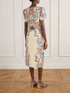 Casual Floral Print Crop Top & Wrap Tie Skirt Set