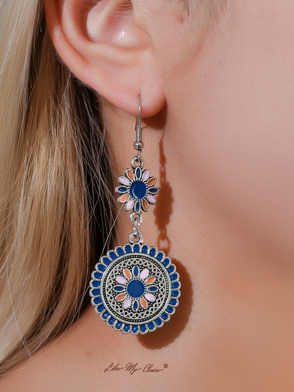 Ethnic Flower Dangle Drop Boho Earrings-Likemychoice