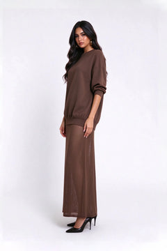 Knit Crew Neck Drop Shoulder Sheer Skirt Maxi Dress [erp-image:8b9edd34392a4b9e5e6ff051]