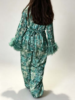 Exquisite Watercolor Print Wide-Leg Pants