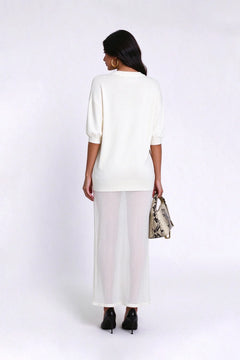 Knit Crew Neck Drop Shoulder Sheer Skirt Maxi Dress [erp-image:8fba354dc95f99f7b97ce01a]