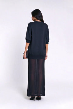 Knit Crew Neck Drop Shoulder Sheer Skirt Maxi Dress [erp-image:b9d15fa236bf6c95412d6798]