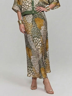 Retro Scale Print Satin Printed Skirt