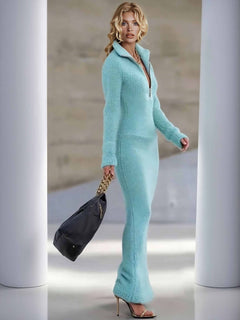 Casual Half-zip Collar Maxi Dress