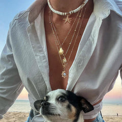 Retro Starfish Shell Multilayer Pendant Necklace-Likemychoice