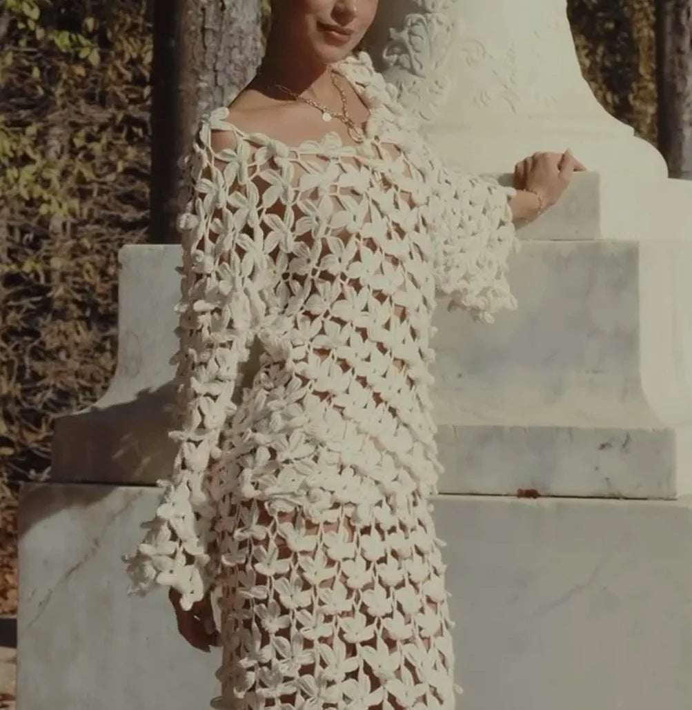 Floral Crochet Open Knit Long Sleeve Top and Maxi Skirt Two Piece Set [erp-image:c0aedd4f2e04d5347d63c151]