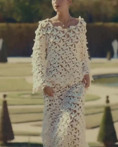 Floral Crochet Open Knit Long Sleeve Top and Maxi Skirt Two Piece Set [erp-image:4b08dafc355bb9e40c155323]