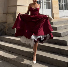 Burgundy Corset Sweetheart Neckline Satin Maxi Dress with Tulle Hem [erp-image:59f11aaec709f262b73a8310]