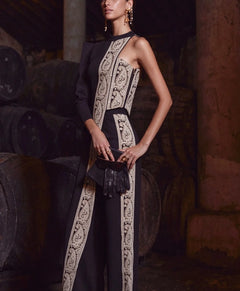 Women's One Shoulder Paisley Embroidered Asymmetrical Top and Trousers Two Piece Set [erp-image:81495a182d3275255ee0b674]