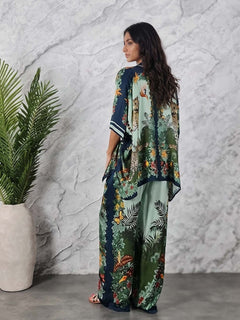 Exotic Jungle Print Wide Leg Pants
