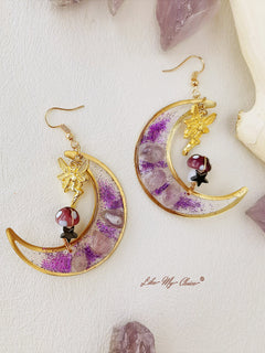 Purple Mushroom Fairy Woodland Earrings-Likemychoice