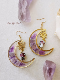 Purple Mushroom Fairy Woodland Earrings-Likemychoice