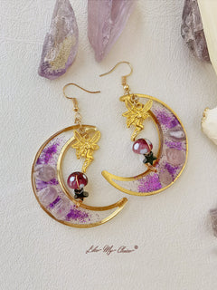 Purple Mushroom Fairy Woodland Earrings-Likemychoice