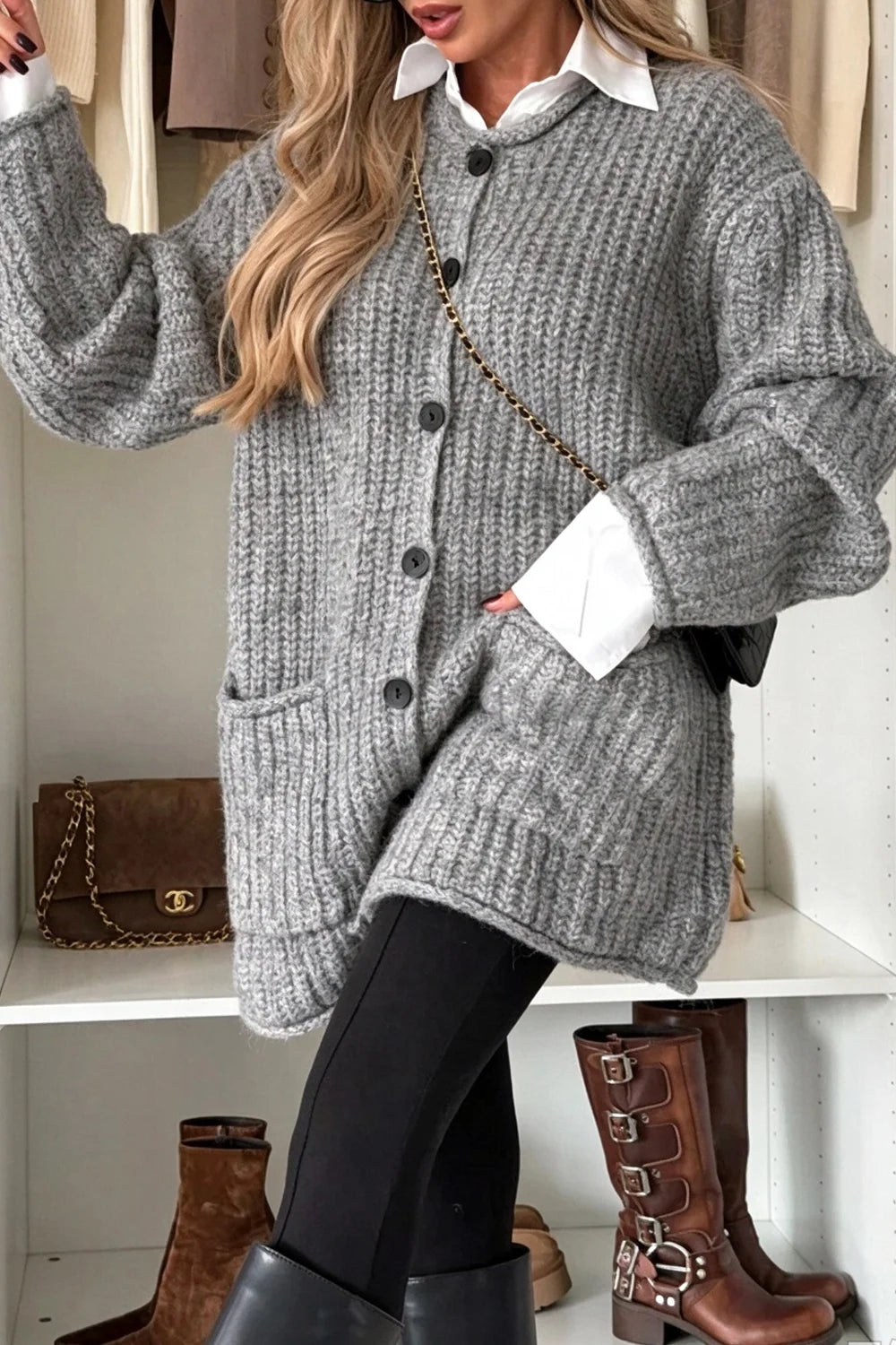Chunky Ribbed Knit Button-Up Cardigan Sweater with Pockets [erp-image:7d87e892766f2be6d63941a8]