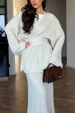Ribbed Knit Long Sleeve Wrap Top and Maxi Skirt Two Piece Set [erp-image:0d5ebf9426bfdc1b75cdee6a]