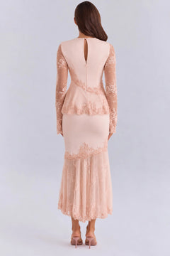 Lace Long Sleeve Peplum Top and Mermaid Midi Skirt Two Piece Set [erp-image:29d88a6ef8c854d8085ed812]