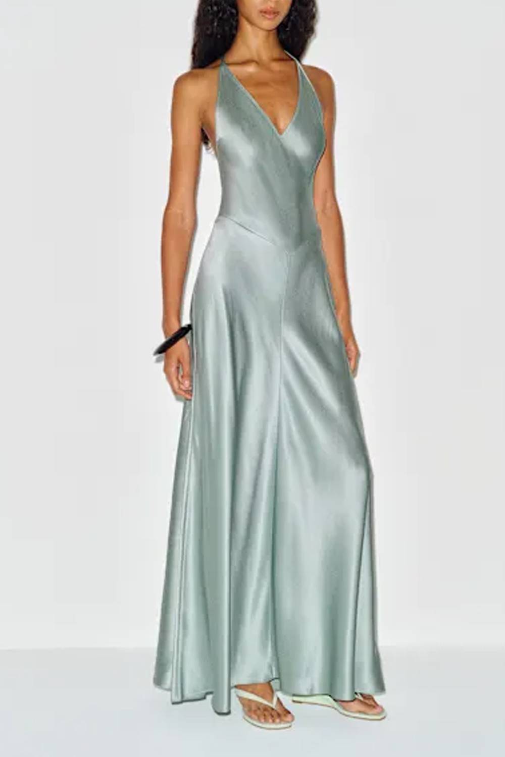 Sexy Halter Backless V-Neck Long Sling Dress