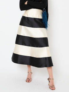 Elegant Striped Midi Skirt