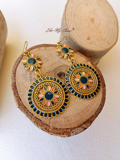 Ethnic Flower Dangle Drop Boho Earrings-Likemychoice