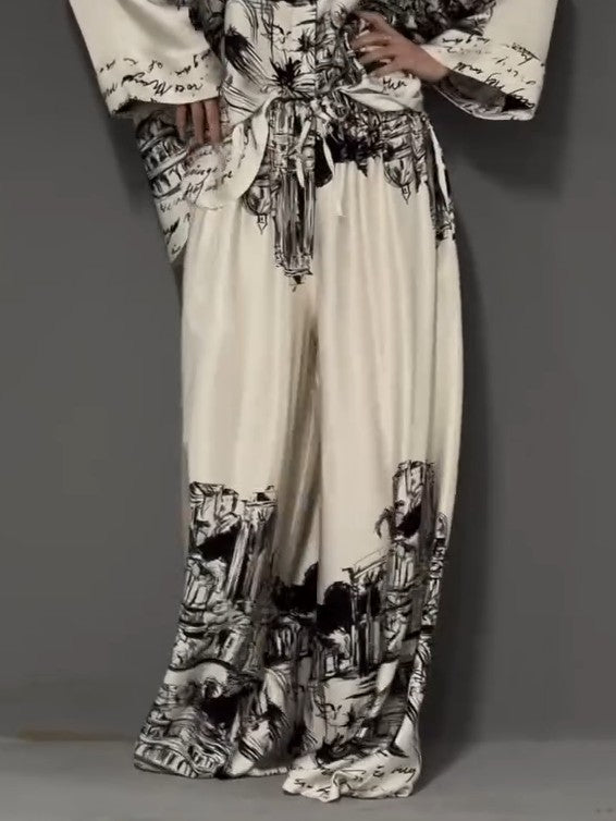 Architectural Print Satin Shirt