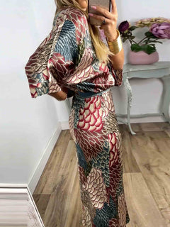 Retro Scale Print Satin Printed Skirt